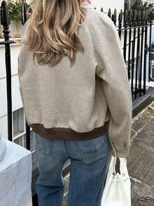 Autumn/Winter High-End Herringbone Flap Pocket Stand Collar Retro Style Daily Commute Slimming Jacket - Apricot - View 4