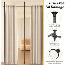 Room Divider Curtain Rod 28-171inch W 4-10ft(H) Adjustable Curtain Rod Divider For Room Separation Heavy Duty Floor To Ceiling Wall Divider Hanging Room Dividers Partition Space Separator Black - Black - View 4