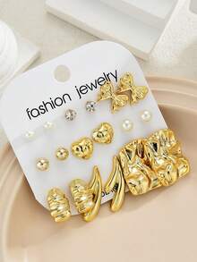 18 piezas Elegante conjunto de aretes con rhinestones y perlas falsas con diseÃ±os de mariposa, corazÃ³n y geomÃ©tricos, regalo de joyerÃ­a de moda para mujeres, adecuado para citas, fiestas, cumpleaÃ±os, vacaciones y uso diario