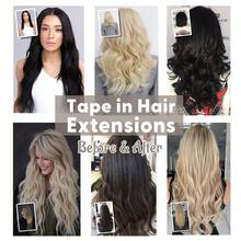 150G Blonde Tape in Hair Extensions 100% Remy Real Human Hair Tape Extensions, Invisible Seamless PU Skin Weft Hair, Remy Straight Double-Sided Tape Adhesive Glue In Extensions, 16-26 Inch, 20PCS/PACK, Ash Blonde Highlighted Bleach Blonde (#P18/613) - Natural Black - Übersicht 7