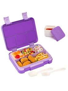 1pc Large Capacity Sealed Leak-Proof Bento Box With Lid, Cartoon Pattern Multicolor Lunch Box, Portable Microwave Heating Lunch Box, Fruit Box, Storage Box, Reusable, Detachable Compartment, Easy To Clean - Ideal For Office Lunch, Outdoor Travel And Back To School - Multicolor - View 17