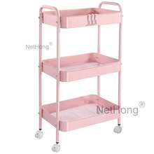 Folding Trolley Cart Shelf Storage Rack Rolling Office Wheels Metal 3/4/5 Tier - Black - View 33