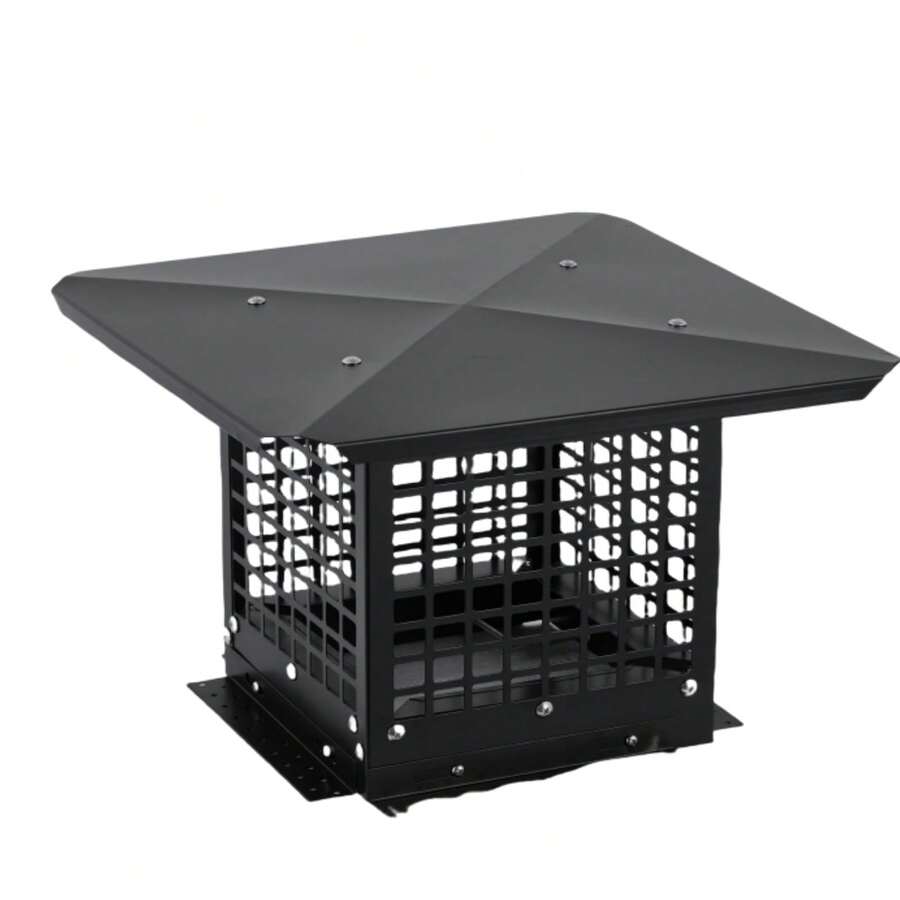 Tapa de chimenea cuadrada de 9 x 9 pulgadas, acero galvanizado, base ajustable, cubiertas de malla, compatible con conductos de arcilla - Negro 9*9 PULGADAS - Ver 1