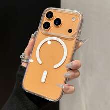 防震磁吸充电手机壳，带摄像头保护，兼容 17/17 Air/17 Pro/17 Pro Max，透明亚克力超薄保护壳，也适用于 13/11/16 Pro Max/15/14 Plus/12 Mini/XS Max/7/8 Plus/16e，春季礼物，生日派对，复活节，妈妈的理想之选 - 無色 - 查看 11