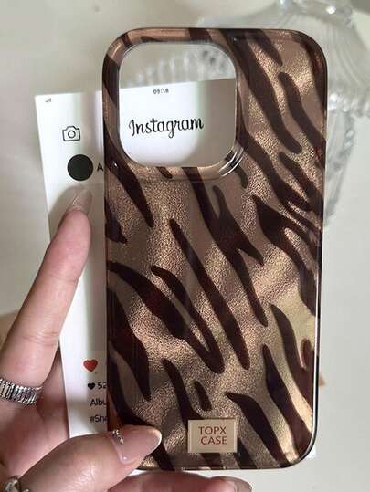 1 pezzo Custodia per telefono di alta qualità a righe zebrate marroni compatibile con Apple 17 Pro Max, 16 Pro Max, 15 Pro, 14 Pro, 13, 12/11, stile vintage, minimalista, creativo, con protezione anti-caduta