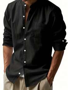 1 pieza Camisa de botones de lino transpirable para hombres, diseño de mangas convertibles, tallas desde XS hasta XXXL, adecuada para uso diario, viajes a la playa, cafeterías al aire libre, excursiones de fin de semana y días laborales casuales