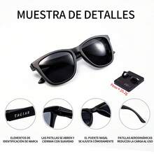 Lentes De Sol Tagiar Lentes De Sol Para Hombre Y Mujer Negro con protección UV400, espejo, para hombres y mujeres, ideales para pesca, conducción, verano, playa y viajes - Negro - Ver 7