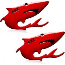 2PCS 3D Shark Metal Car Emblem Sticker Decal - 3.5*1. Cool Fish Nameplate Sticker Auto Body Badge Decal, Car Fenders Bumper Stickers SUV Motorcycle Truck Window Laptop DecorationSilver - 紅色 - 查看 1