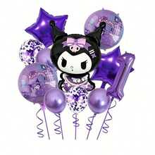 مجموعة إعداد المشهد مع بالونات مطبوعة بنجمة خماسية الأضلاع وشخصية كورومي من سانريو لحفلة عيد الميلاد المثالية والمفاجئة