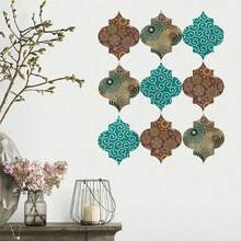 SURELIFE 1pc Islamic Muslim Mosaic Retro Art Mural Wallpaper Cabinets Wardrobe Door Bedroom Living Room Home Decor Waterproof Peel And Stick Wall Paper Wall Stickers Wall Decor Room Decor Wallpaper Peel And Stick