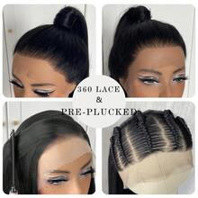 360 Straight Lace Front Wigs Glueless Long Straight Hair Lace Front Wig Pre Plucked Synthetic HD Lace Front Wig 28-32inch Natural Black,613,1B99J - Multicolor - View 3