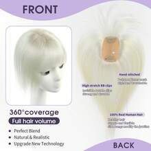 5x9cm Human Hair Topper Hair Piece Top Base Middle Part With Bangs 10 Colors Available For Women Hair Loss Or Bangs HairStyle - S1001 - View 7