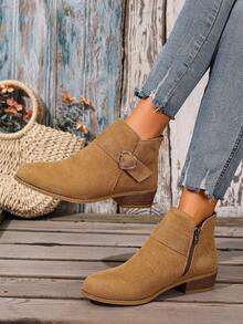 Stivaletti alla caviglia da donna alla moda, punta affusolata, tacco medio, chiusura con cerniera, tomaia e sottopiede in tessuto, comodi per tutte le stagioni - adatti per abbigliamento casual con jeans e abiti, vacanze, attività all'aperto, viaggi, stivaletti casual, stivaletti con punta affusolata, stivaletti alla caviglia da donna, stivaletti piatti da donna, stivaletti con tacco chunky, stivaletti larghi da donna, calzature comode