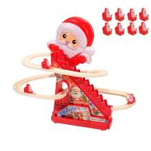 Izengate 圣诞节新款儿童玩具，益智游戏，2 种模式 - 灯光和音乐/静音，有趣的轨道攀爬玩具，自动攀爬轨道滑梯玩具，圣诞老人爬梯玩具，男孩女孩的最佳生日圣诞节万圣节新年礼物（不含电池）