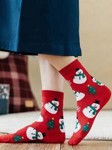 4 Pairs Crew Socks, Holiday Sports Socks, Unisex Christmas Cartoon Crew Socks For Autumn/Winter
