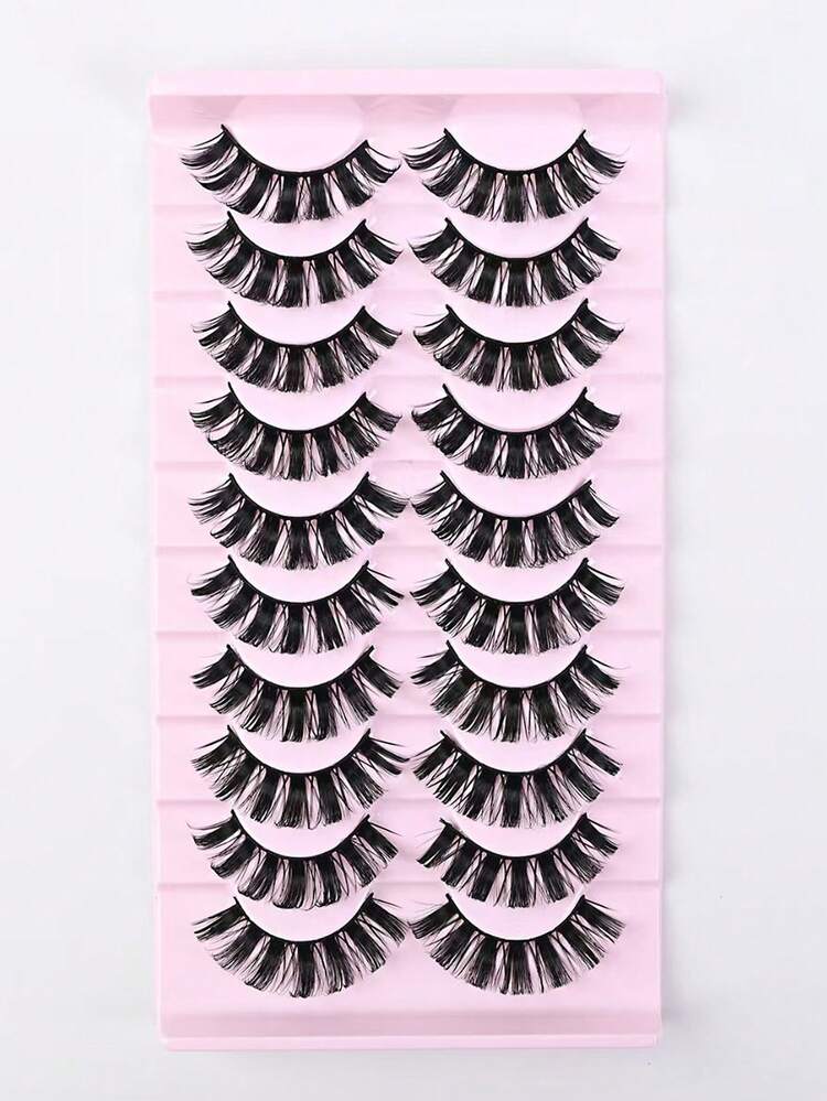 10 对自然假睫毛，透明带，纤细蓬松柔软仿貂皮睫毛，可延长睫毛 - 尖尾漫畫款 - 查看 10