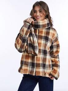 Women's Solid Color Faux Fur Collar Long Sleeve Short Jacket, Autumn/Winter