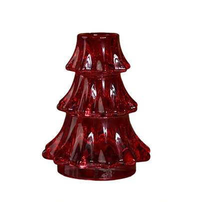 European Style Minimalist Clear Glass Christmas Tree Candle Holder Decorative Candlestick Holder Table Centerpieces For Home Holiday Decor