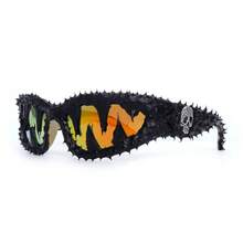 1 Pc Steampunk Fashion  Personality Small Frame Sunglasses Handcrafted Black Resin Tooth Skull Gelcoat Sunglasses - Hộp sọ răng bằng nhựa vinyl màu đen và đỏ sáng - Xem 5