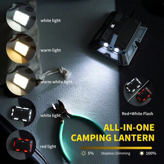 LED Camping Work Lantern, Multifunctional Camping Lights, Battery Powered , 7 Light Modes, IP44 Waterproof, Rechargeable Light With Magnet For Outdoor, Emergency, Fish, Hiking