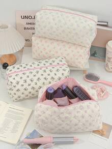 1pc Large Capacity Bow Hair Dryer Storage Bag With Multi-Pocket Cute Hair Tool Storage Bag Travel Carrying Organizer Bag Quilted Hair Dryer Storage Case Crimping Hair Tools Storage Bag Hair Straightener Storage Bag Flat Curl Iron Travel Organizer - Multicolor - View 9