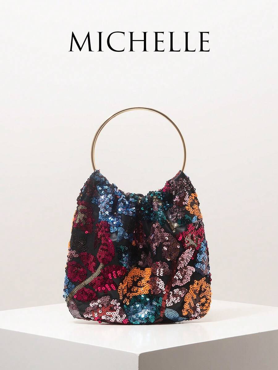 女士手提包、碎花包、亮片包、新娘派对包、舞会礼服包、舞会礼服配饰、婚礼用品、优雅女士手提包、女士圣诞礼物、情人节礼物（图案随机） - 彩色 - 查看 1