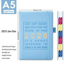 2025-2026新年除夕英语A5星空计划本，204张/408页，包含年度、月度、每周和每日计划，内置笔筒、书签、内袋，开学返校学生文具、商务办公笔记本 - A5 - 查看 24