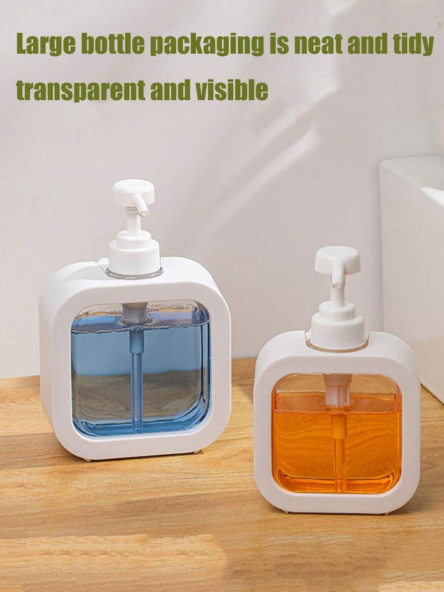 1pc 500ml/300ml Transparent Refillable Liquid Soap/Shower Gel Dispenser Bottle - Multicolor - View 1