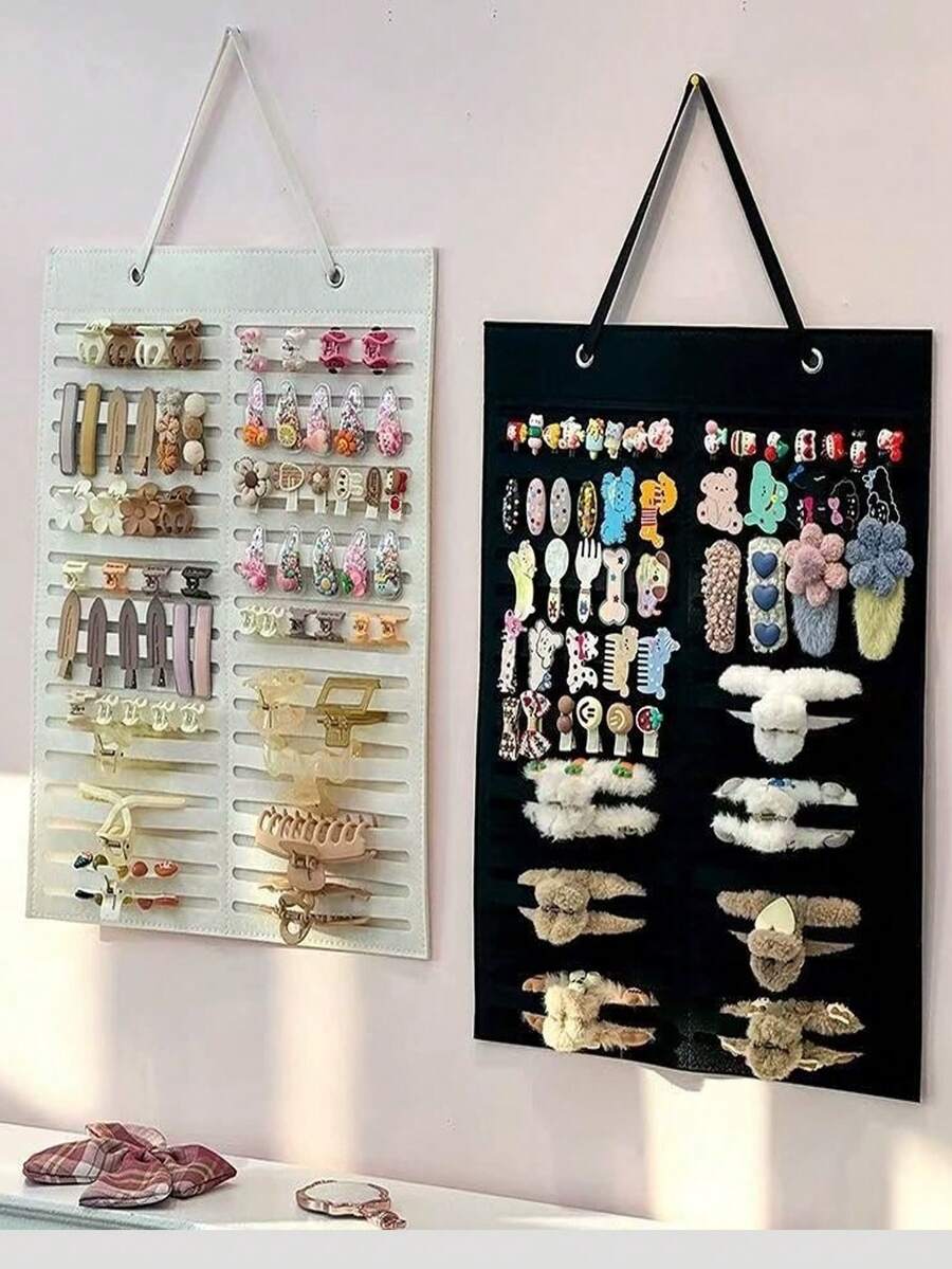 1个毛毡发夹收纳袋，壁挂式，简约公主风发饰收纳袋 - 彩色 - 查看 1