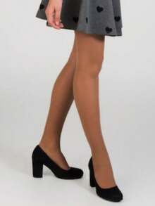 1 Pair Of Versatile Solid Tights - Sleek-Fitting & Full-Length