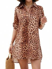 Women's Swimsuit Cover - Ups White Chiffon Bikini Swimwear Beach Dress Outfits Summer 6HQS - Leopard Print - 查看 12