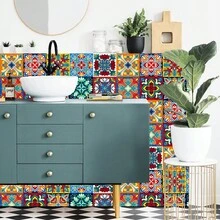 10pcs Self-Adhesive PVC Decorative Stickers, 2D Colorful Mandala Floral Pattern Wall Stickers/Wallpaper/Tile Stickers, Wall Decor Stickers, Tile Decor Stickers, Suitable For Home, Kitchen, Living Room, Bathroom, Bedroom Decoration