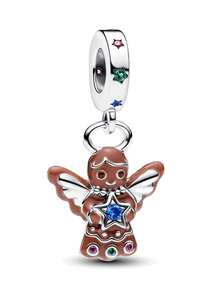 1 pezzo Braccialetto/collana creativo, versatile e delicato, con decorazioni natalizie limitate ed eleganti come cabina natalizia, corona natalizia, albero di Natale, perline natalizie, angelo di Natale, campana natalizia, ideale come regalo