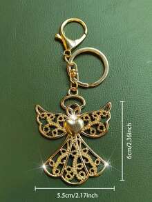 1 Stück süßer Herz-Engelsflügel Schlüsselanhänger, Material aus Zinklegierung, modischer Damen Taschenbaumler & Auto-Ornament, perfektes Geschenk für Freundin & BFF am Valentinstag & an j personalisierter spiritueller Schutzengel Schlüsselring