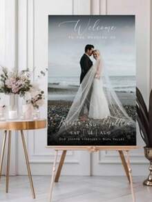 Elegant Wedding Photo Welcome Sign Template, Welcome Board, Wedding Photo Collage, Modern Welcome Sign, Printable Wedding Reception Poster - Multicolor - View 4