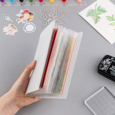 40 PIEZAS Libro de almacenamiento de gran capacidad para pegatinas, Álbum de fotos de pegatinas claras A6, Portafoto de pegatinas, Tarjeta de factura, Nota adhesiva, Coleccionista de álbumes, Bolsa con clip A6 Portafolios para el aula, el hogar, la oficina y los viajes, Vuelta al cole, Útiles escolares, 1 PIEZA