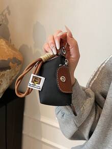 Túi đeo chéo mini bằng da PU bạch kim thời trang mới cho nữ, túi đeo chéo mini, móc khóa đa năng, túi đeo chéo mini, túi đeo chéo mini, móc khóa, quà tặng cho điện thoại, mặt dây chuyền điện thoại - màu đen - Xem 5