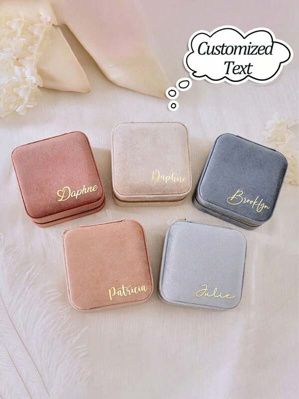 Customized Text Korean Style Internet Celebrity Portable Jewelry Box Storage For High-End Exquisite Jewelry Necklaces, Rings, Earrings, Earrings, Jewelry Storage Box Velvet Portable Jewelry Box Ring Necklace Bracelet Jewelry Box Square Velvet Pearl Jewelry Box Portable Mirror Jewelry Box Storage For High-End Velvet Jewelry Necklaces, Rings, Earrings, Earrings, Jewelry Accessories Back To School,Home Refresh,Customized Jewelry Boxes,Chic Autumn,Home & Living,Haunt Your Home, Autumn Home Refresh