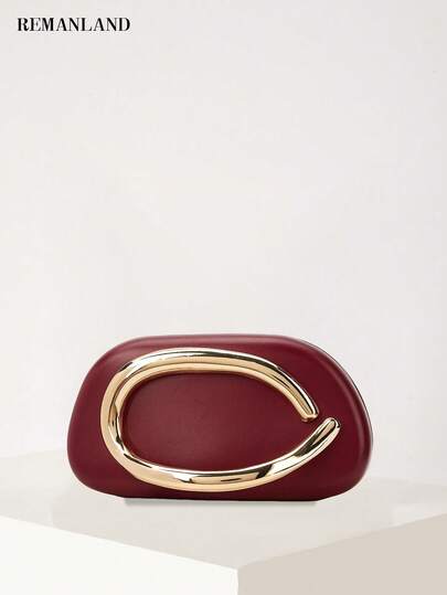 REMANLAND Ta luksusowa i elegancka bordowa kopertówka damska, wykonana z poliuretanu z okrągłym metalowym zdobieniem, może służyć jako torebka na przyjęcie lub wieczorowa. To idealna torebka na ramię na przyjęcia, wesela, bankiety i inne oficjalne okazje, odpowiednia dla imprezowiczek i kobiet uczestniczących w tego typu wydarzeniach. To idealny prezent dla każdej kobiety.
