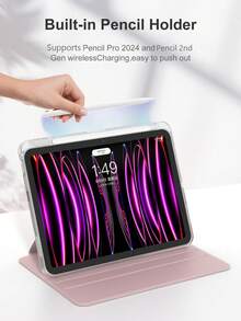 Acrylic Transparent Crystal Protective Case, Compatible With Sleep/Wake Function For IPad, Compatible With IPad And Tablet PCs, 360-Degree Rotating Protective Case, Compatible With IPad Mini 4/5/6 (9.7 Inch), IPad (10.2 Inch), IPad Air 4/5/6 (10.9 Inch), Suitable For 10th Generation IPad, Soft TPU Material Frame, Compatible With 10th Generation IPad, IPad Pro (11 Inch), IPad Air (11 Inch, M2), IPad Air (13 Inch) And IPad Pro (11 Inch, M4) - Pink