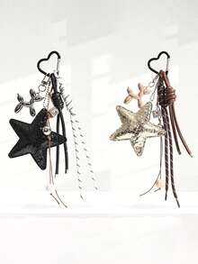1PC Yogodlns Y2k Leather Rope Keychain,Star Cute Starfish Bag Pendant , Starfish Pendant Fashion High-End Fashion Design Five-Pointed Star Braided Rope Bag Pendant,Car Keychain,Key Lanyard,Key Holder,Keychain Accessories,Keyring,Couple Keychain,Gifts For Women,Valentine's Day Gifts,Birthday Gift,Friend Gift,Holiday Gifts,Event Souvenirs,Party Gifts.