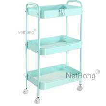Folding Trolley Cart Shelf Storage Rack Rolling Office Wheels Metal 3/4/5 Tier - Black - View 24