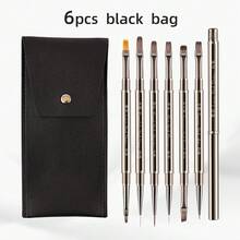 3 pièces Brosse à ongles pour liner français 3D, 1/6 pièces, gel UV, nettoyage, aérographe pour ongles, colle à ongles, poussière, art acrylique, jeux de brosses à ongles - Multicolore - Voir 11