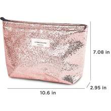 闪亮化妆包，亮片化妆包，金属手拿包，光泽晚宴包，大容量女士旅行收纳包，便携式洗漱包，适合派对、婚礼、日常使用