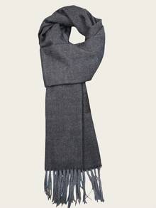 新款纯色人字形围巾，男女通用针织流苏保暖长款厚围巾，适合秋冬季，男友礼物，围脖，毛毯 - 灰色 - 查看 4