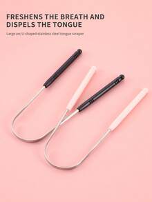 4pcs/1pc Professional Stainless Steel & Plastic Handle U-Shaped Tongue Scraper, Tongue Cleaner, Tongue Brush For Oral Care, Reduce Halitosis, Improve Oral Hygiene, Convenient Oral Care Tool - Multicolor - View 8