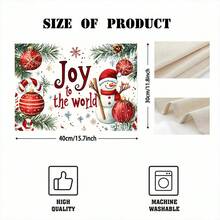 1 Stück/4 Stücke/6 Stücke/100 Stücke Freude auf der Welt Schneemann Muster Tischset, maschinenwaschbar rechteckiges Polyester Tischset, Tischschutz, wärmeisolierendes Tischset, Restaurant Tischdekoration, Party Zubehör, Weihnachtsdekoration, Geschenkidee