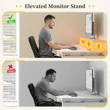 EnHomee 40" Home Office Desk With Power Outlets & LED Strip And Monitor Stand Computer Desk With Drawers & Storage Bag For Small Space,White - Xem 6