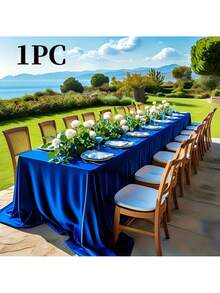 1 pièce Grande nappe bleu royal élégante et de luxe pour mariages, banquets, événements formels - Décoration de fête de luxe, nappe facile d'entretien, parfaite pour les douches de mariée et les occasions spéciales, nappes de mariage, décoration d'intérieur - bleu indigo - Voir 10