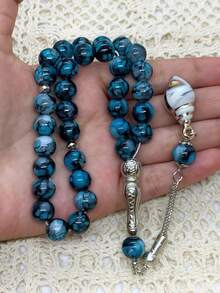 33pcs Tesbih Rosary Beads, Muslim Prayer Beads, Glass Conch Shell Design Bracelet/Necklace - 33 Conch Shells - View 2